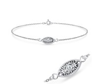 Ornamental CZ Silver Bracelet BRS-739